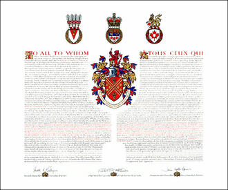 Letters patent granting heraldic emblems to Albert Edward Bates