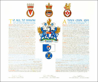 Letters patent granting heraldic emblems to the British Columbia Institute of Technology