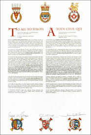 Letters patent granting heraldic emblems to Charles William Kingston Letters patent granting heraldic emblems to Charles William Kingston