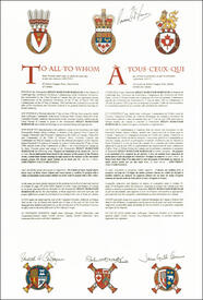 Letters patent granting heraldic emblems to Helen Mamayaok Maksagak