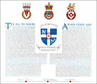 Letters patent granting heraldic emblems to St. Clement Church