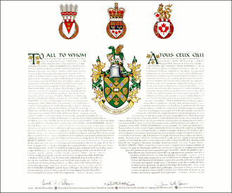 Letters patent granting heraldic emblems to Michael John McKenna