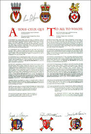 Lettres patentes concédant des emblèmes héraldiques au Village de Drummond