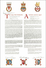 Letters patent granting heraldic emblems to Gilbert Ralph Clements Letters patent granting heraldic emblems to Gilbert Ralph Clements