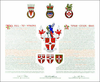 Letters patent granting heraldic emblems to Gerald Herbert Churley Letters patent granting heraldic emblems to Gerald Herbert Churley