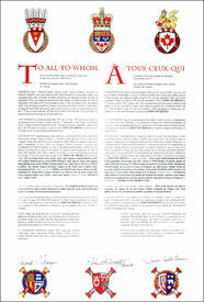 Letters patent granting heraldic emblems to the Town of Sidney