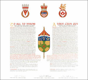 Letters patent granting heraldic emblems to the Parish of Saint Patrick Letters patent granting heraldic emblems to the Parish of Saint Patrick