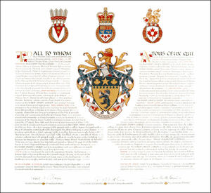 Letters patent granting heraldic emblems to Richard James Currie