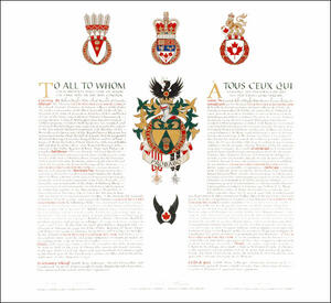 Letters patent granting heraldic emblems to Galen Willard Gordon Weston Letters patent granting heraldic emblems to Galen Willard Gordon Weston