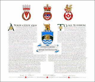 Letters patent granting heraldic emblems to the Municipalité de Berthier-sur-Mer Letters patent granting heraldic emblems to the Municipalité de Berthier-sur-Mer