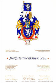 Lettres patentes concédant des emblèmes héraldiques à Jacques Duchesneau Lettres patentes concédant des emblèmes héraldiques à Jacques Duchesneau