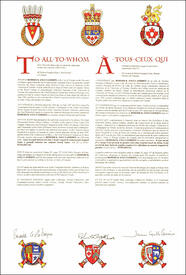 Letters patent registering the heraldic emblems of Roderick Angus Gordon Letters patent registering the heraldic emblems of Roderick Angus Gordon
