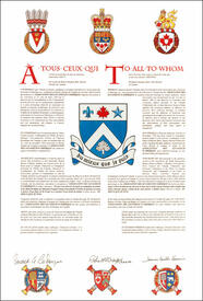 Letters patent granting heraldic emblems to the Association des Levasseur d'Amérique Letters patent granting heraldic emblems to the Association des Levasseur d'Amérique