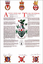 Letters patent granting heraldic emblems to Éric Robert Saumure Letters patent granting heraldic emblems to Éric Robert Saumure