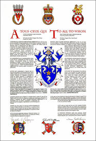 Letters patent granting heraldic emblems to Jean Claude Raynald Arsenault Letters patent granting heraldic emblems to Jean Claude Raynald Arsenault