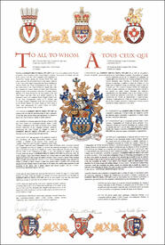 Letters patent granting heraldic emblems to Gordon Bruce Okill Stuart Letters patent granting heraldic emblems to Gordon Bruce Okill Stuart