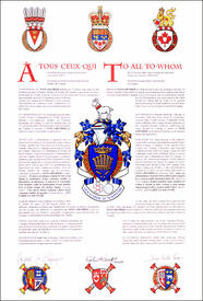 Letters patent granting heraldic emblems to Yves Chevrier Letters patent granting heraldic emblems to Yves Chevrier