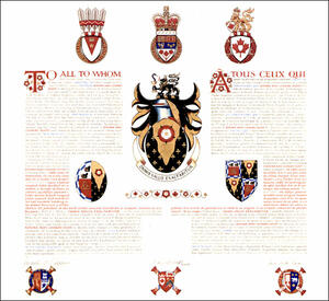 Letters patent granting heraldic emblems to Rosina May Coombs Hood Letters patent granting heraldic emblems to Rosina May Coombs Hood