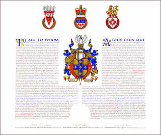 Letters patent granting heraldic emblems to Joseph John Barnicke