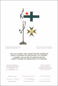 Letters patent granting heraldic emblems to The Military and Hospitaller Order of Saint Lazarus of Jerusalem in Canada Letters patent granting heraldic emblems to The Military and Hospitaller Order of Saint Lazarus of Jerusalem in Canada