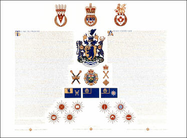 Letters patent granting heraldic emblems to the Ontario Provincial Police