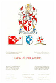Letters patent granting heraldic emblems to Barry Joseph Gabriel