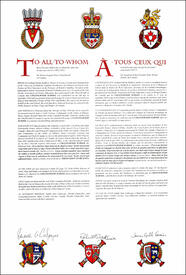 Letters patent registering the heraldic emblems of Collingwood School