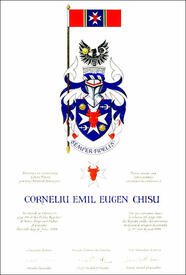 Letters patent granting heraldic emblems to Corneliu Emil Eugen Chisu