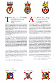 Letters patent granting heraldic emblems to the Medical Alumni Association of the University of Toronto