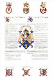 Letters patent granting heraldic emblems to Lester Henry McWhinnie