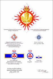 Mandat vice-royal approuvant des emblèmes héraldiques pour les Distinctions honorifiques de la fonction vice-royale et des commissaires territoriaux
