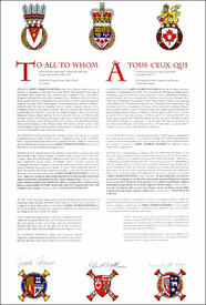 Letters patent granting heraldic emblems to John Charles Hayter