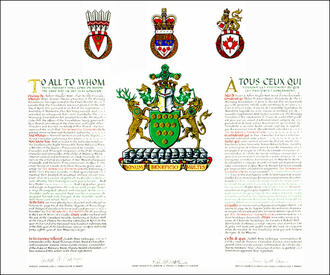 Letters patent granting heraldic emblems to The Winnipeg Foundation
