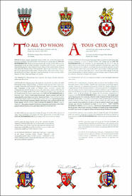 Lettres patentes enregistrant les emblèmes héraldiques de la City of Peterborough