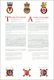 Letters patent registering the heraldic emblems of Ryerson Polytechnic University