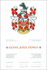 Letters patent granting heraldic emblems to Kevin John Fram