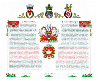 Letters patent granting heraldic emblems to the Canadian War Museum