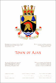 Lettres patentes concédant des emblèmes héraldiques à la Corporation of the Town of Ajax Lettres patentes concédant des emblèmes héraldiques à la Corporation of the Town of Ajax