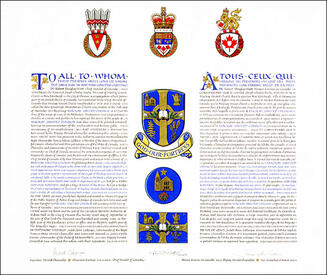 Letters patent granting heraldic emblems to Mackay United Church