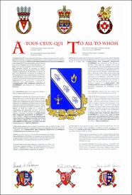 Letters patent granting heraldic emblems to L'Association des familles Malenfant d'Amérique Letters patent granting heraldic emblems to L'Association des familles Malenfant d'Amérique