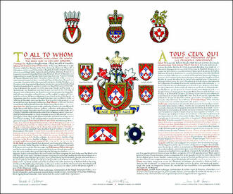 Letters patent granting heraldic emblems to Benjamin David Weider