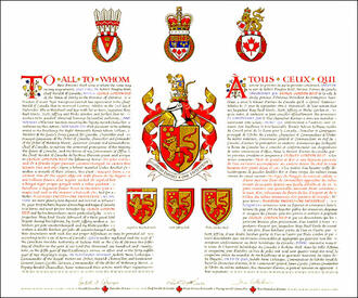 Letters patent granting heraldic emblems to George Gordon Reid