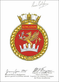 Letters patent approving the Badge of HMCS Kingston Letters patent approving the Badge of HMCS Kingston