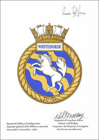 Letters patent approving the Badge of HMCS Whitehorse