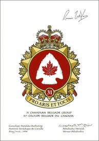 Lettres patentes approuvant l’insigne du 31e Groupe-Brigade du Canada Lettres patentes approuvant l’insigne du 31e Groupe-Brigade du Canada