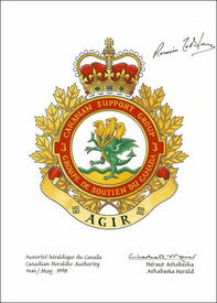 Letters patent approving the Badge of 3 Canadian Support Group Letters patent approving the Badge of 3 Canadian Support Group