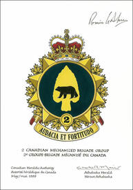 Letters patent approving the Badge of 2 Canadian Mechanized Brigade Group Letters patent approving the Badge of 2 Canadian Mechanized Brigade Group