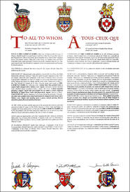 Lettres patentes concédant des emblèmes héraldiques à Eric Lawrence Barry Lettres patentes concédant des emblèmes héraldiques à Eric Lawrence Barry