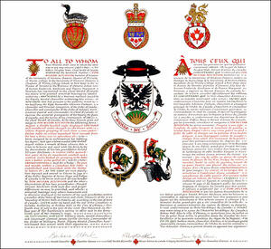 Letters patent granting heraldic emblems to Don McLean Aitchison