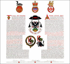 Letters patent granting heraldic emblems to Don McLean Aitchison Letters patent granting heraldic emblems to Don McLean Aitchison